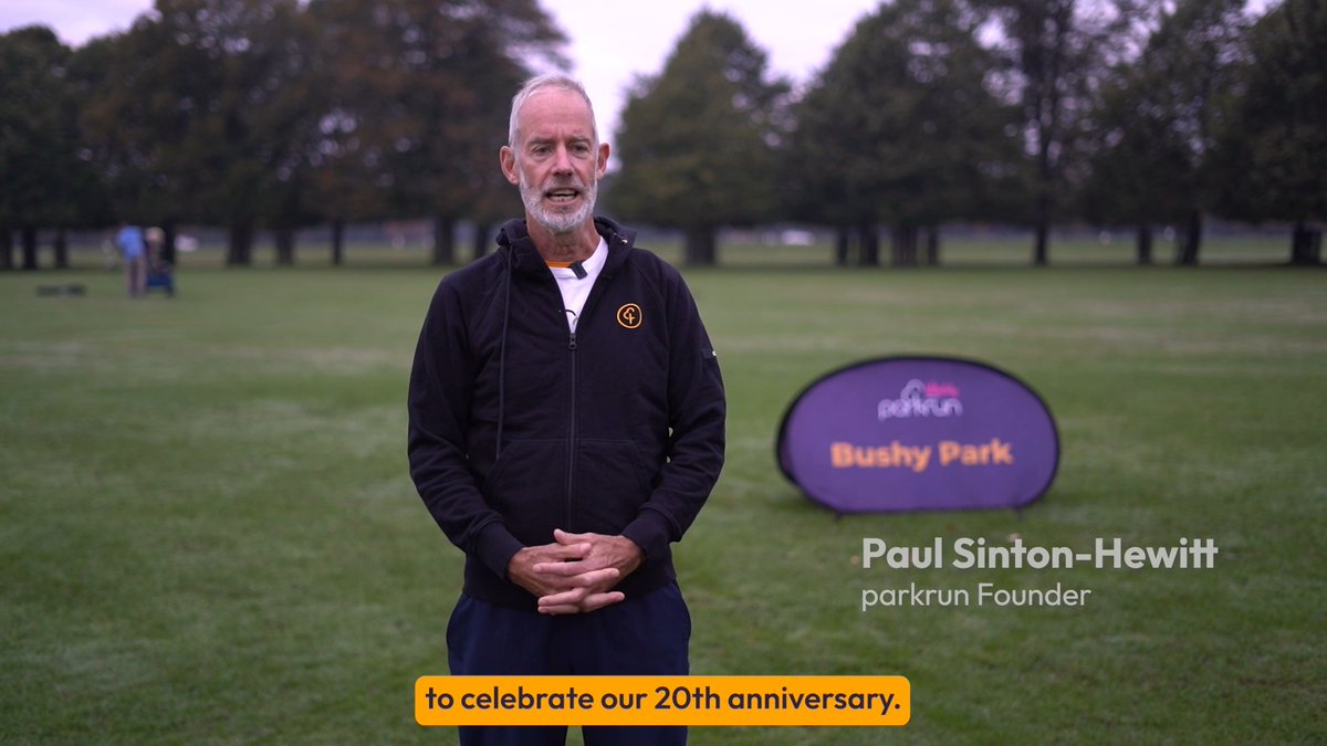 20 years in the making! Watch our birthday celebrations unfold at Bushy parkrun 🎊 🌳 #loveparkrun