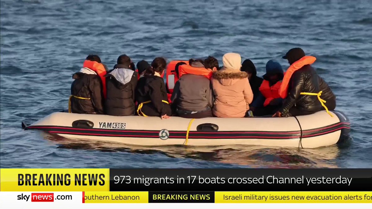 BREAKING: A total of 973 migrants arrived in the UK on 17 small boats yesterday, the largest number this year so far. The figure, released by the Home Office, is the largest number of daily arrivals in a number of years. 📺 Sky 501, Virgin 602