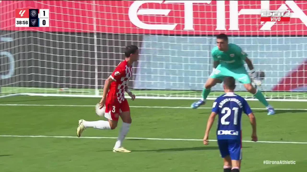 El colombiano Yaser Asprilla 🇨🇴 facturó para Girona ante Athletic Club, pero el movimiento (o el no movimiento) de su compañero Miguel Gutiérrez es sensacional.