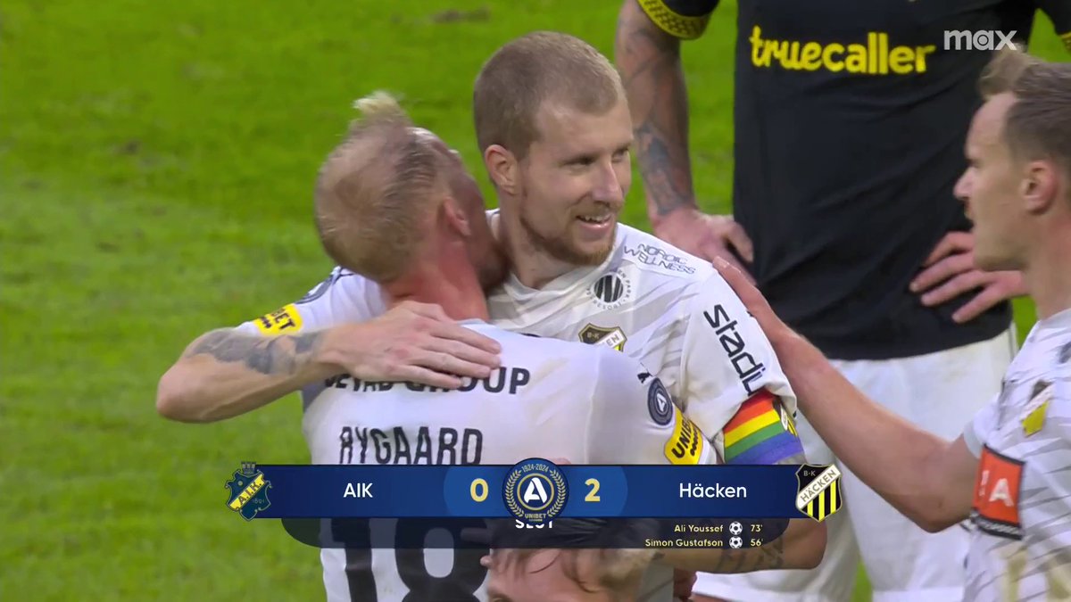 Slut på Strawberry Arena! BK Häcken vinner med 2-0 och AIK förlorar för första gången sedan slutet av juli. 📲 Se höjdpunkter från Allsvenskan på Max
