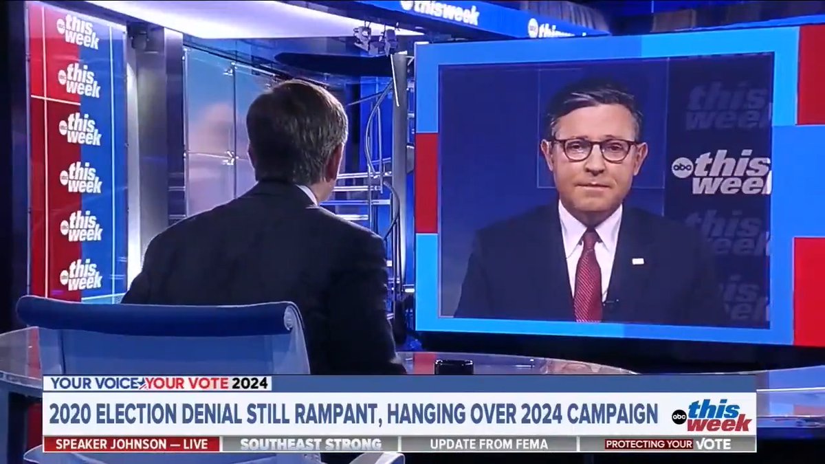 Q: Can you say unequivocally that Joe Biden won the 2020 election and Trump lost? Mike Johnson: This is a gotcha game Q: So like JD Vance, you cannot say unequivocally that Joe Biden won the 2020 election and Trump lost? Johnson: I want to talk about the future Q: Trump is the one still talking about the 2020 election Johnson: *refuses to answer*
