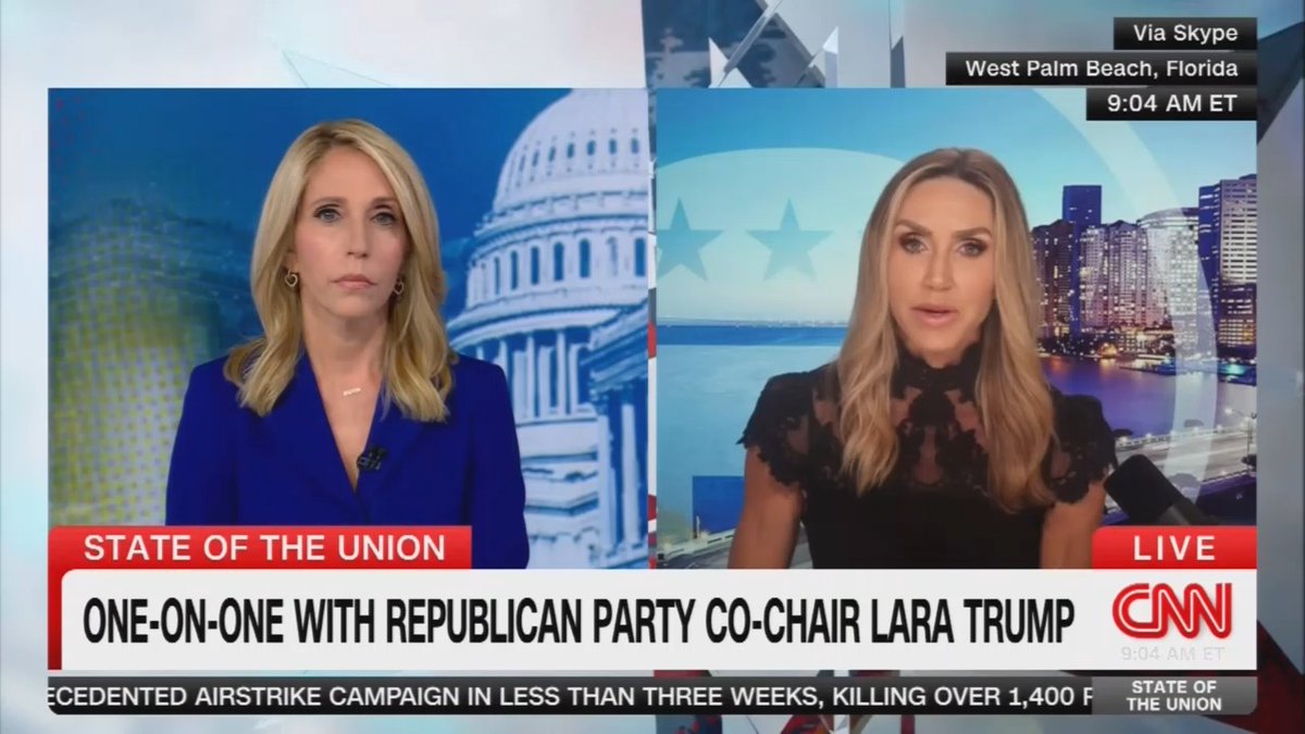 Bash: Trump is spreading disinformation about Hurricane Helene relief and echoing conspiracy theorists online. Why? Lara Trump: *lies* Bash: $750 is just a first step. It is for immediate needs like baby formula Lara Trump: *deflects* Bash: That is misinformation. If people are getting incorrect information, then they can’t get assistance Lara Trump: Well— Bash: Here is GOP senator Thom Tillis praising the federal response