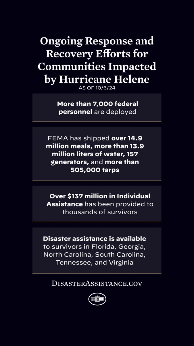 To all in the southeast and Appalachia: the full force of the federal government is here to support you, for as long as it takes.