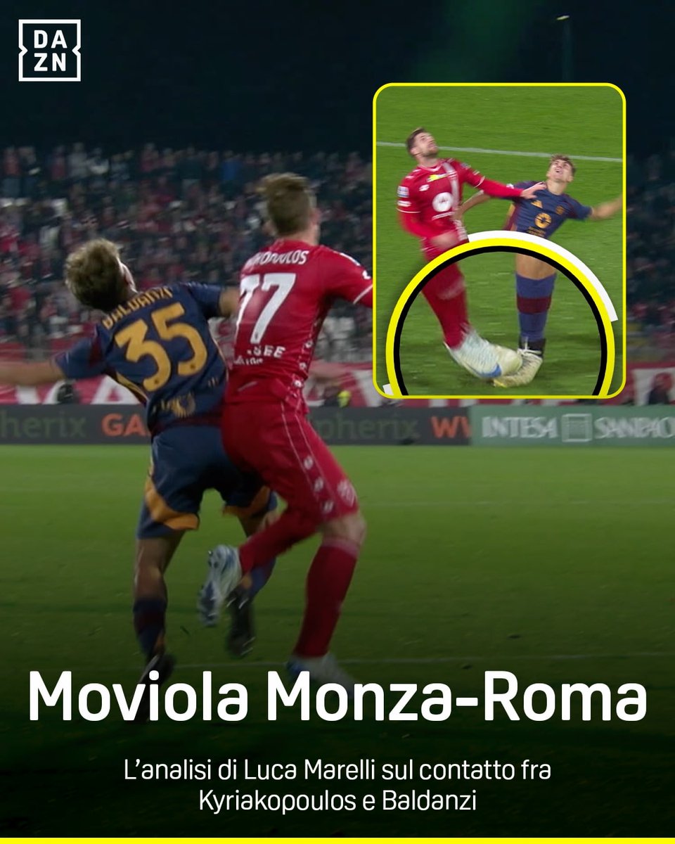 Contatto in area di rigore al limite Baldanzi-Kyriakopoulos 🚨 🔎 L'analisi alla moviola di Luca Marelli 🖥️ #Baldanzi #MonzaRoma #DAZN