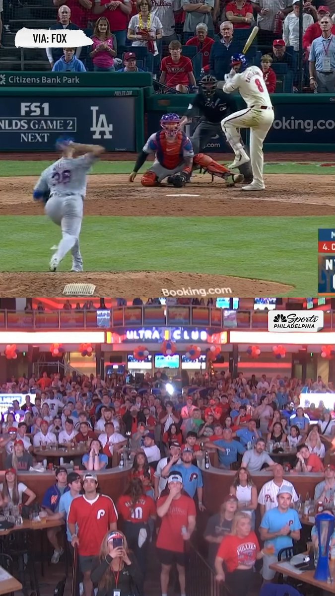 Phillies fans at Xfinity Live go absolutely insane for Casty's walk off knock!!! ๐ค ๐