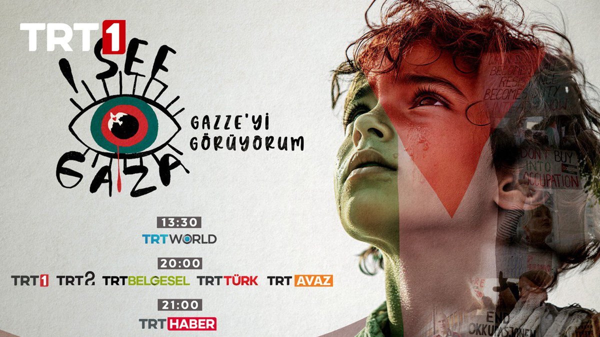 "Bu bir soykırım!" "Gazze'yi Görüyorum" bugün 📌saat 13.30'da TRT World'de, 📌saat 20.00'de ortak yayınla TRT 1, TRT 2, TRT Belgesel, TRT Türk ve TRT Avaz'da, 📌saat 21.00'de TRT Haber'de!