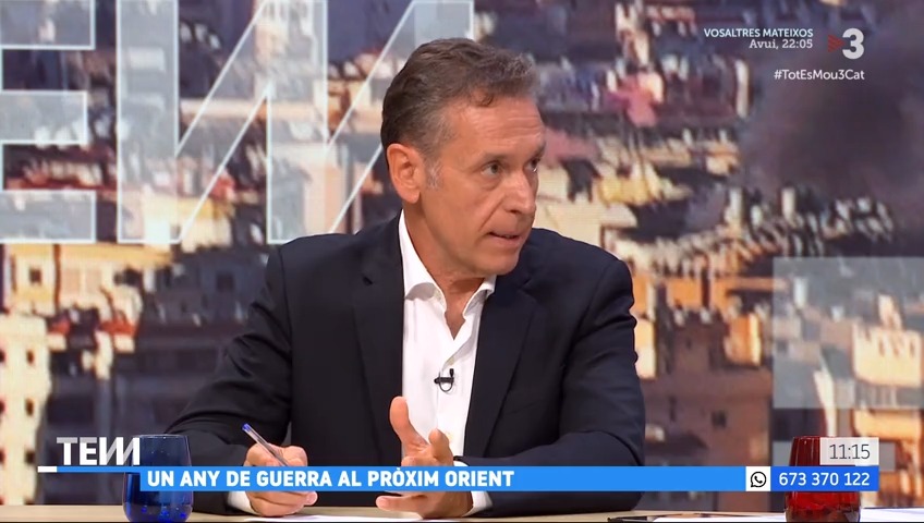🔴 Un any de guerra al Pròxim Orient “És Hamas qui arrenca aquesta guerra. Israel no està en guerra amb els palestins, està en guerra amb Hamas, com no està en guerra amb el Líban, està en guerra amb Hezbollah”, Esteve Soler, excorresponsal de TV3 al Pròxim Orient #TotEsMou3Cat