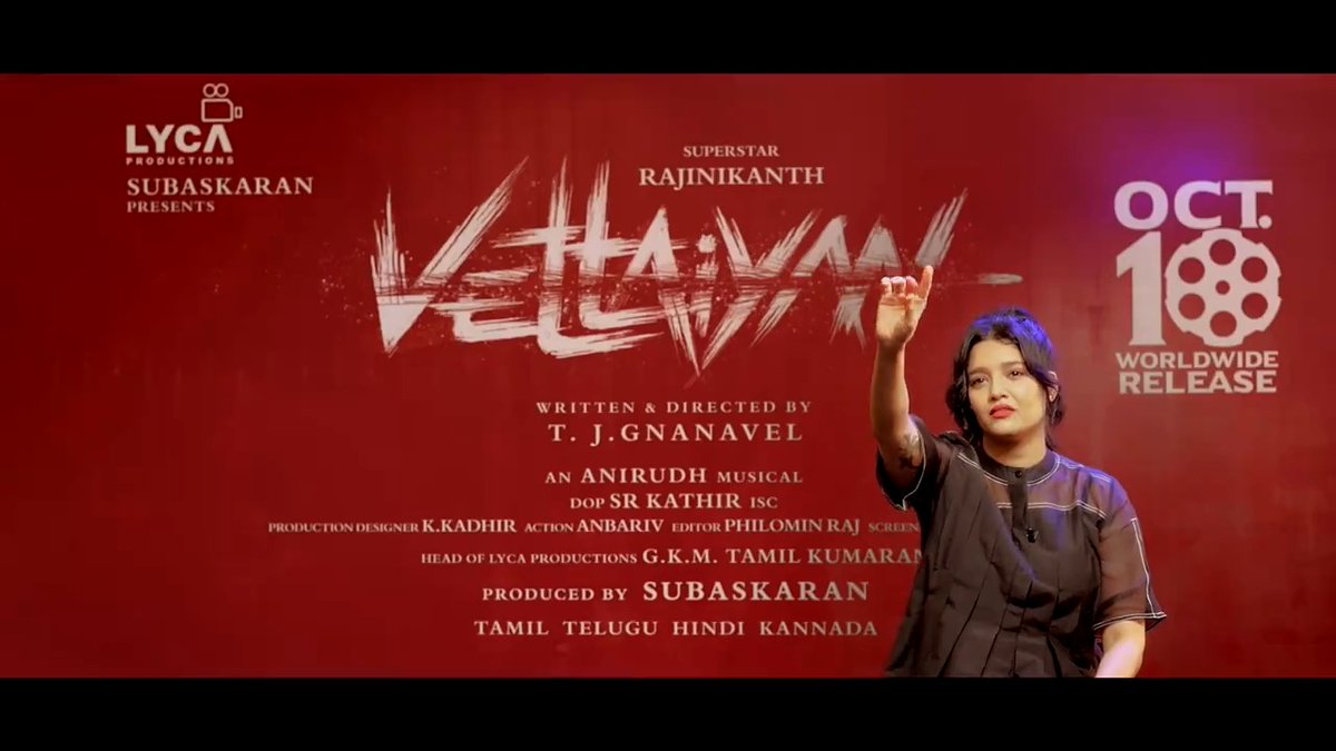 From script to screen, the journey of VETTAIYAN 🕶️ unfolds tomorrow! 🤩 Stay tuned to witness the making of this action-packed extravaganza. 🔥 #Vettaiyan 🕶️ Releasing on 10th October in Tamil, Telugu, Hindi & Kannada! Rajinikanth Amitabh Bachchan Gnanavel Anirudh Ravichander Lyca Productions #Subaskaran GKM Tamil Kumaran #FahadhFaasil Rana Daggubati @ManjuWarrier4 Abhirami Ritika Singh Dushara S.R.Kathir ISC Kadhirr Philomin Raj AnbAriv #DineshMaster Sony Music South India Red Giant Movies Sun TV RIAZ K AHMED V4U Media AIM PRO #வேட்டையன் 🕶️ #VettaiyanTheHunter 🕶️ #VettaiyanFromOct10