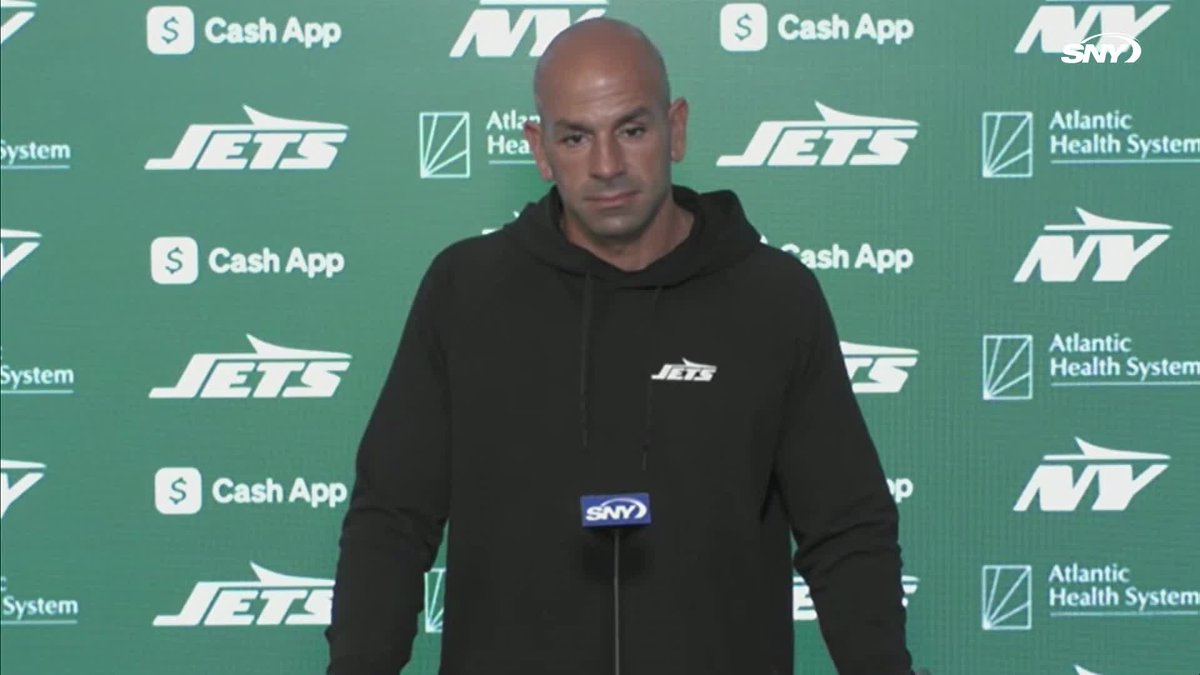 Robert Saleh says he is "not discouraged, but obviously very disappointed" in how the Jets' offensive line has performed over the last couple weeks