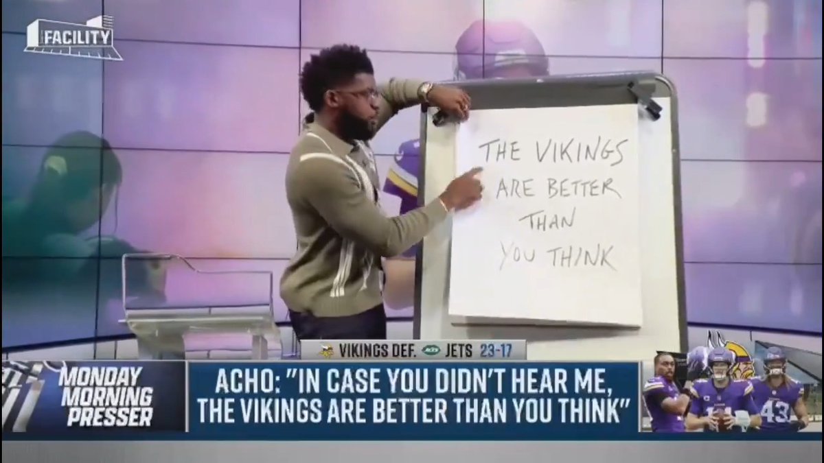 Dear NFL Fans, I wanted to apologize. I must not have made myself clear, let me try this again. No matter how good you think the Vikings are, they’re even better!! #SKOL