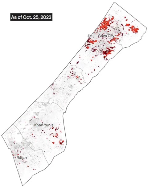 timelapse shows one year of gaza’s destruction