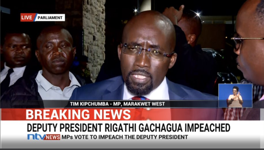 MP Tim Kipchumba: That was a mob lynch against DP Gachagua. Justice was not served. Speaker Wetangula and the deputy speaker should have recused themselves from this motion. #ImpeachingGachagua