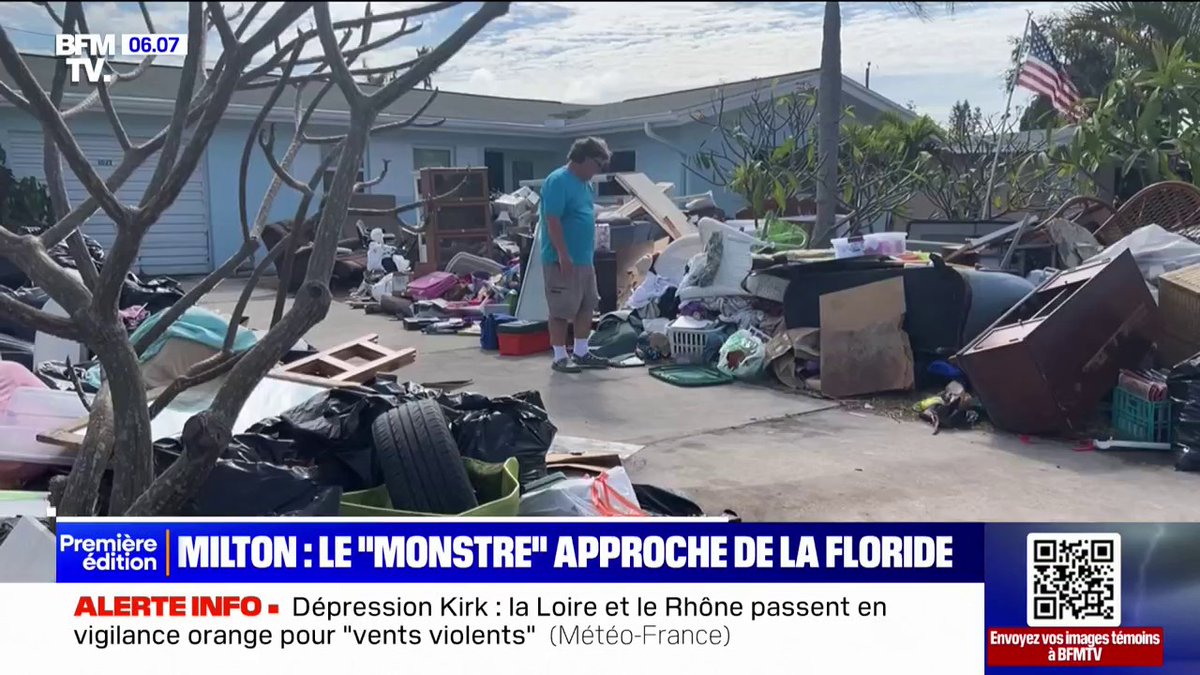 💬 "28 ans en ruines à cause d'un premier ouragan, et il y a un autre qui arrive... C'est horrible" L'ouragan Milton, surnommé "le monstre", s'approche de la Floride, aux États-Unis