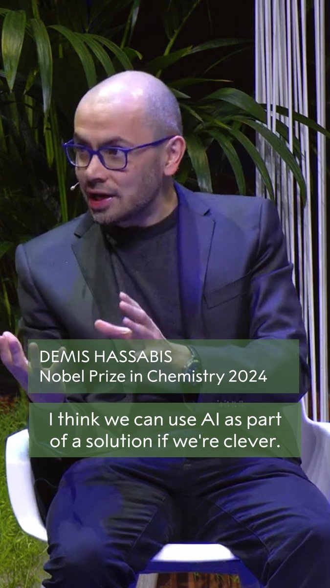 "I think we can use AI as part of the solution if we're clever." Today Demis Hassabis was awarded the Nobel Prize in Chemistry 2024 for developing an AI model that can predicting proteins’ complex structures. He joined us earlier this year at a Nobel Prize Dialogue event and spoke about the opportunities of AI. Watch the full conversation: