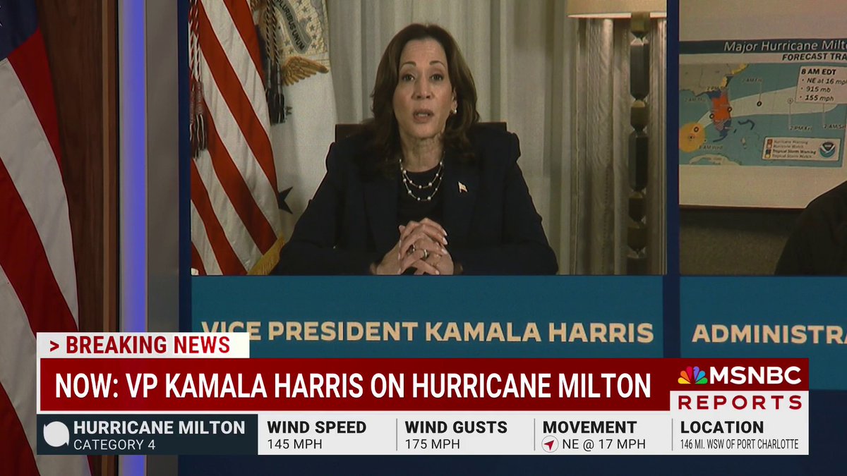 "If you are told to evacuate, please evacuate immediately. Do not wait until it's too late." Vice President Harris addresses residents in the path of Hurricane Milton.