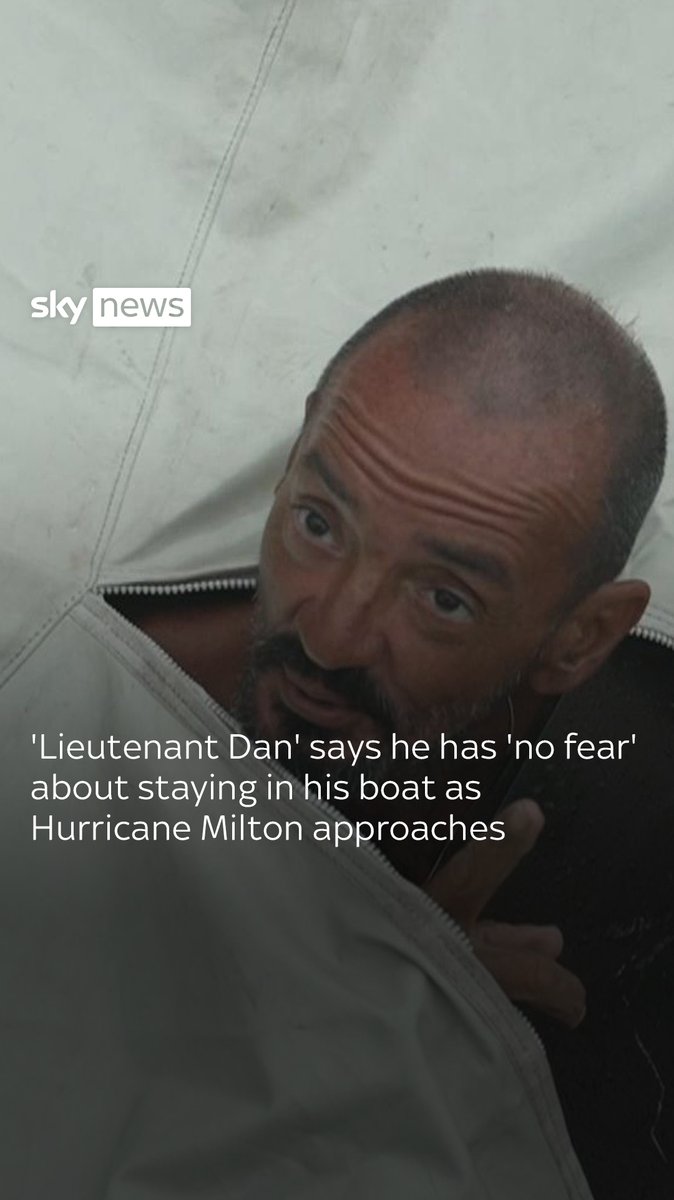 A man nicknamed "Lieutenant Dan" says he is determined to stay in his fishing boat in Tampa Bay through the Category 5 storm set to arrive in Florida, despite calls for him to evacuate US correspondent James Matthews asks him why... Live updates ➡️
