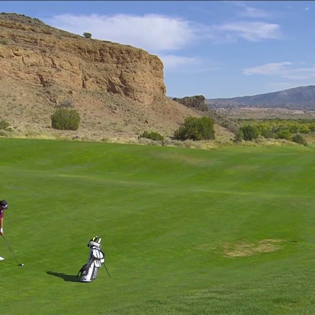 .NM State Men's Golf's Javi Delgadillo hits a phenomenal second shot on the 648-yard par 5 16th. 🎯🔥 📺 Golf Channel | NB3CollegeGolf