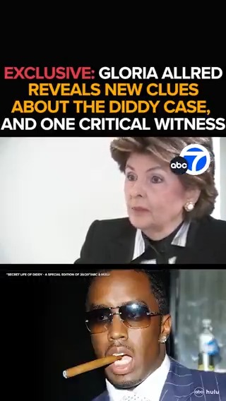 She's known the lurid secrets and allegations behind the Sean "Diddy" Combs case before it blew up. Now, attorney Gloria Allred is talking exclusively about her clients, the case, and one critical witness. Tonight on at 11 after 20/20 "Secret Life of Diddy" at 10 - only on ABC7.