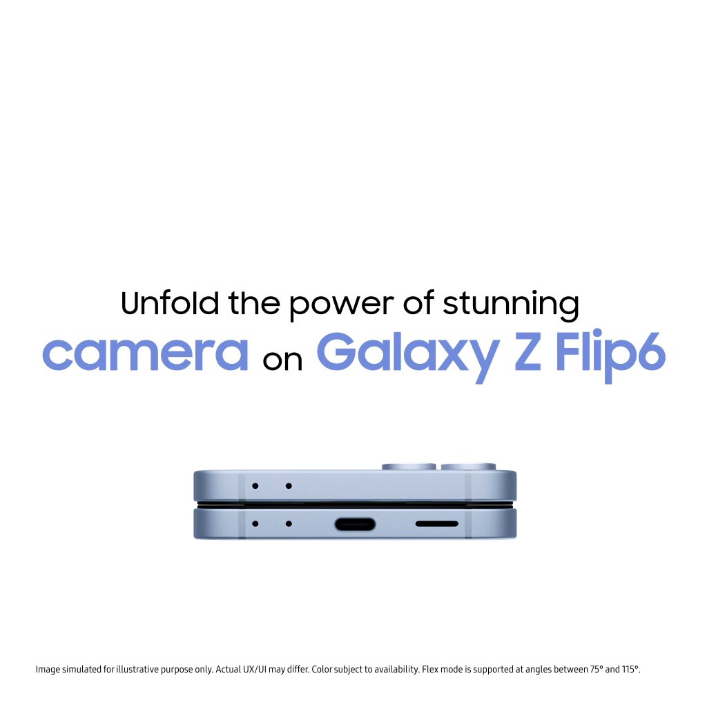 ✨ Unfold the power of the stunning camera on the #GalaxyZFlip6 with #GalaxyAI! What's your favorite feature? Drop an emoji in the comments to let us know! #Samsung
