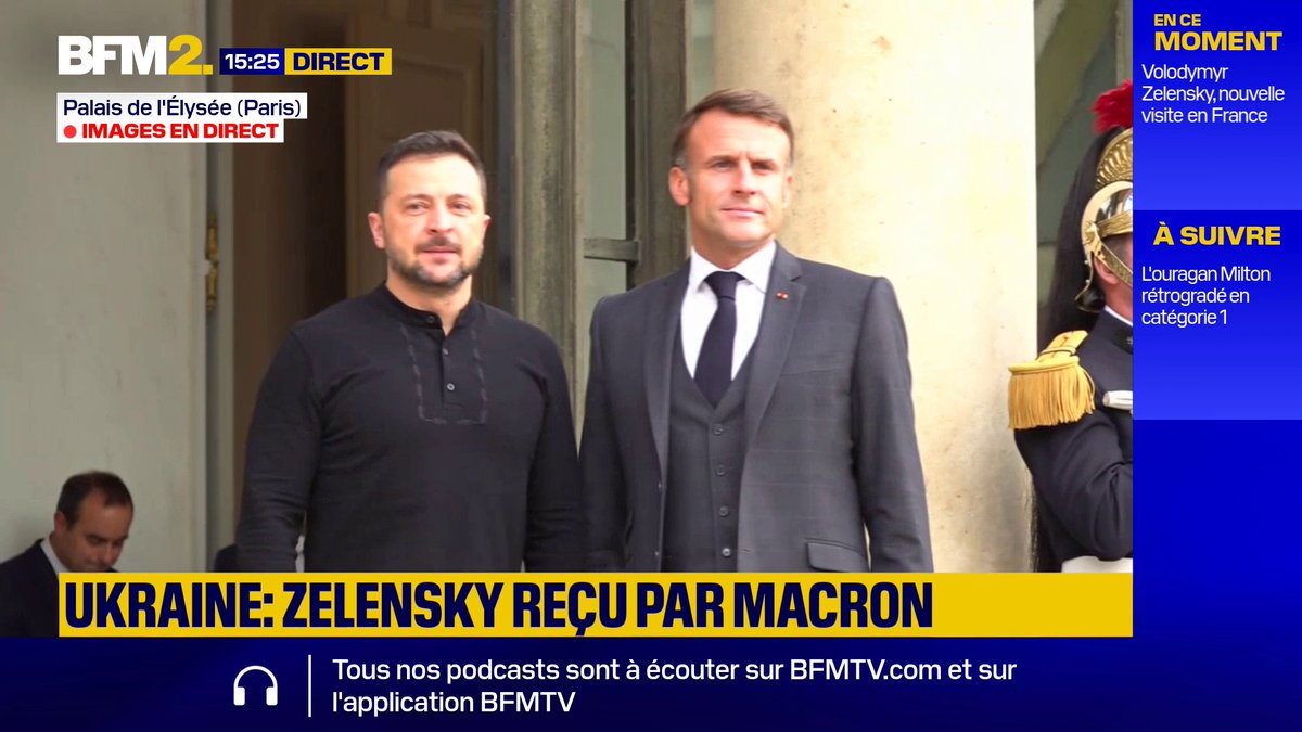 📢🧔🏻♂️ Zelensky va à l’Élysée et repart avec des milliards … les Gilets Jaunes approchent de l’Élysée repartent avec un œil en moins #Bref