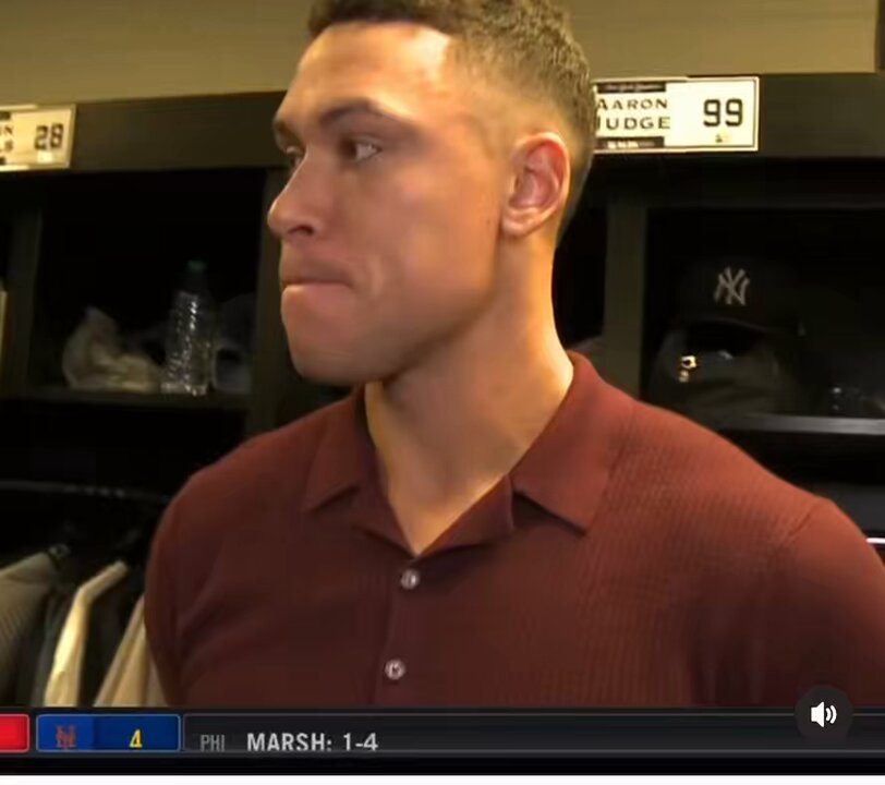 Judge and Stanton both asked what makes Stanton so good in the post season. Two different answers. Judge: “I don’t think the post season or season is any different, he just comes up with big hits when we need him” Stanton: “The weight of the moment. Every pitch can be the deciding factor of your season. You can’t shy away from that. You have to understand that and embrace it and quiet it and get it done”