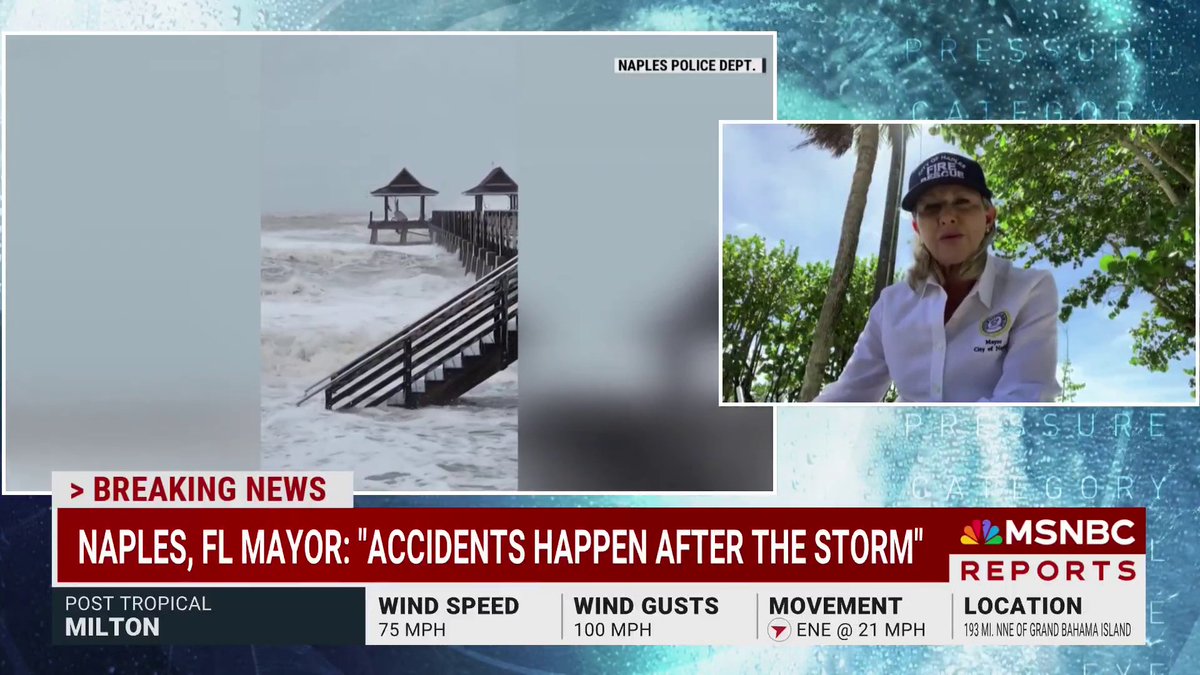 "I'd say 24 hours we'll look good... I'm really hopeful about that." Mayor Teresa Heitmann of Naples, FL on the power outages in Florida due to Hurricane Milton.