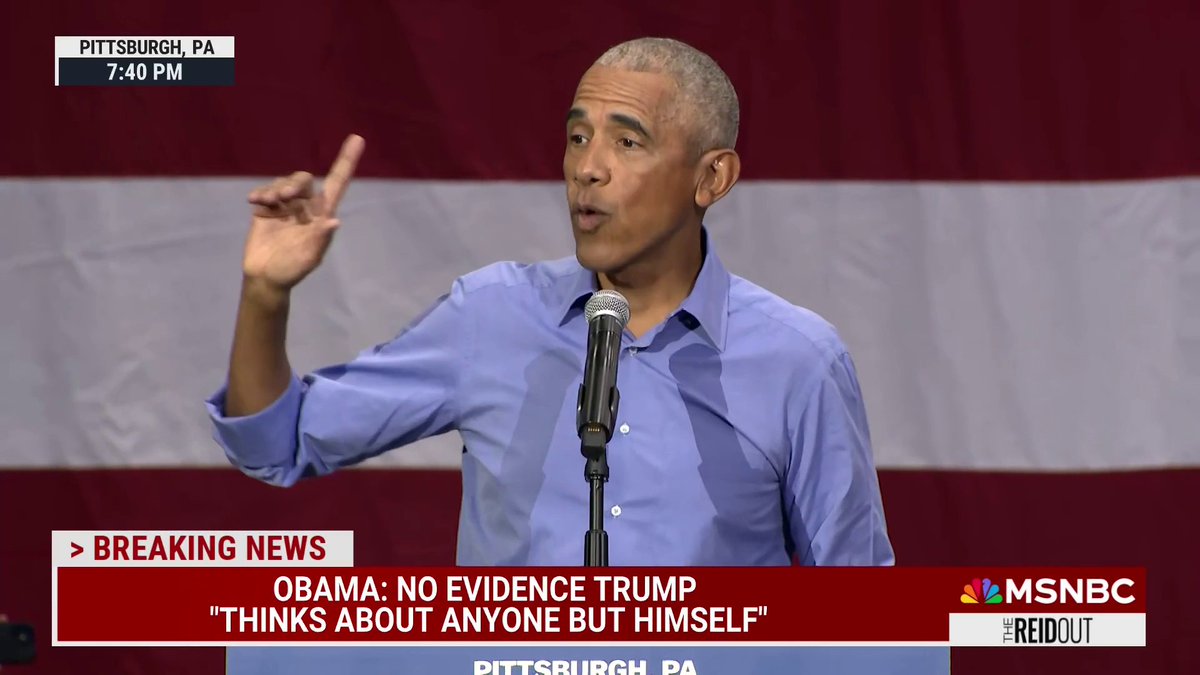 During a campaign event on behalf of Harris in Pittsburgh, Obama says Trump spews a "word salad" of conspiracy theories and sales pitches. "It’s like Fidel Castro, on and on, constant attempts to sell you stuff. Who does that?" Obama says.