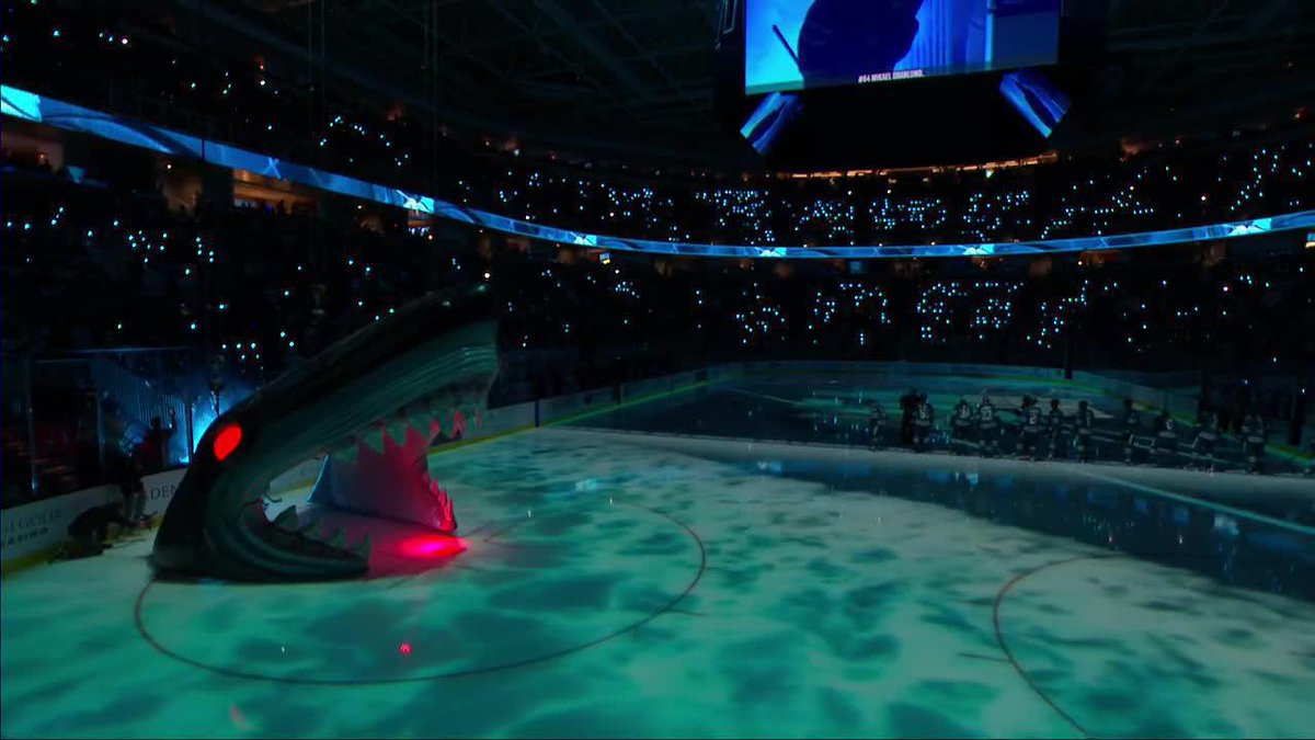 Celebrini is introduced for the Sharks opener and his NHL debut 🤩