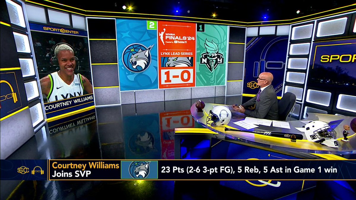"Y'all talking to us now." 😂 Courtney Williams joins SVP after a thrilling WNBA Finals Game 1 win against the Liberty 🔥