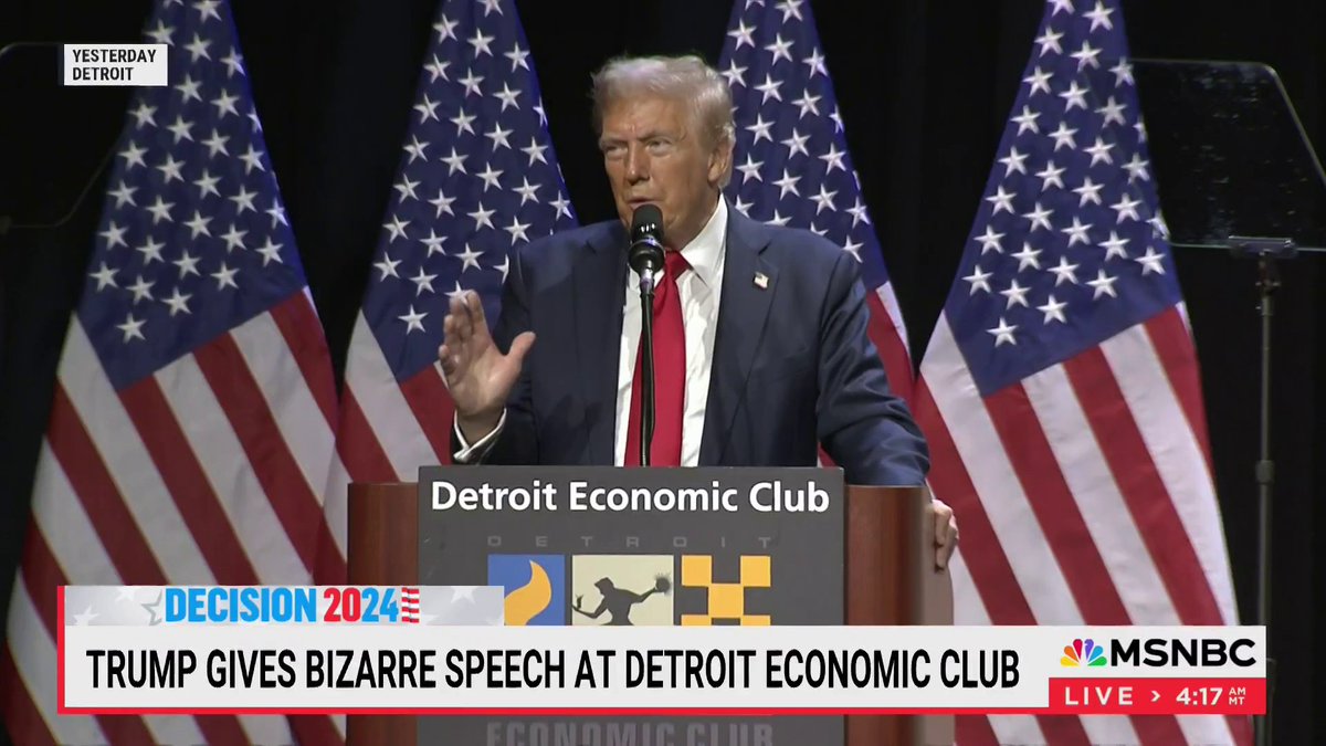 "That just made no sense. I just don't understand anybody who could watch him talk and say he makes more sense than the alternative." — Mika Brzezinski reacts to Trump's bizarre speech at the Detroit Economic Club
