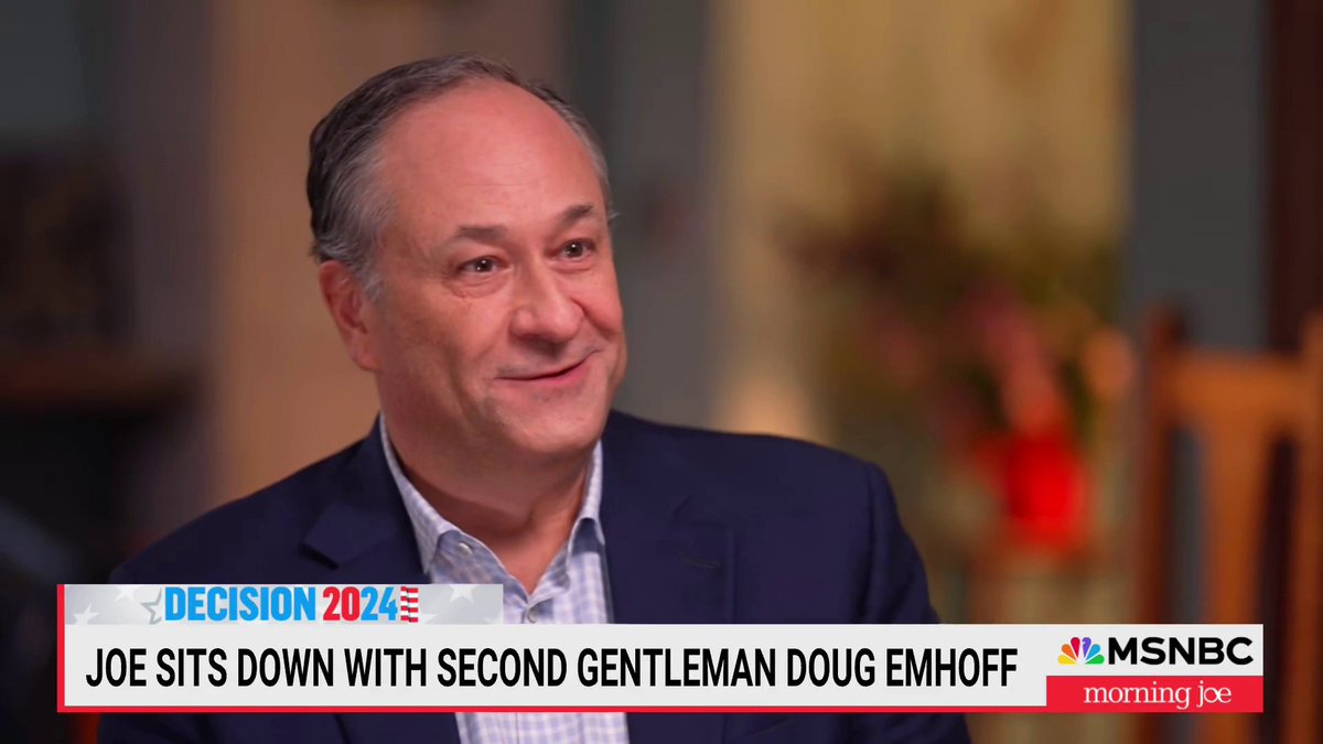 "We don't have time to be pissed off. We don't have time to focus on it. It's all a distraction. It's designed to try to get us off our game." — @SecondGentleman weighs in on Trump's attacks on Harris in a exclusive sit down with Joe Scarborough, which is set to air Monday, Oct 14.