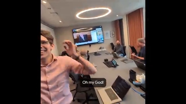 Here’s the moment some of the #AlphaFold team found out Demis Hassabis and John Jumper were co-awarded the Nobel Prize.🥇 ↓