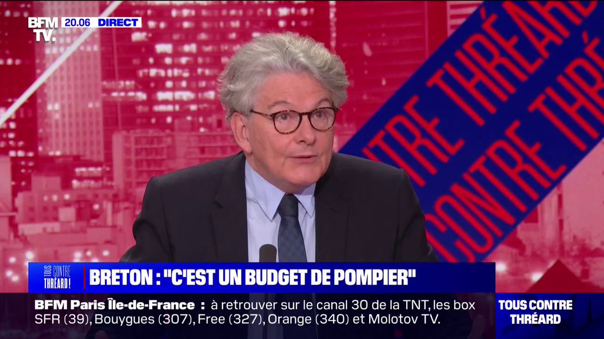 Budget 2025: "Il faut revoir notre modèle social de fond en comble", affirme Thierry Breton ancien commissaire européen au marché intérieur