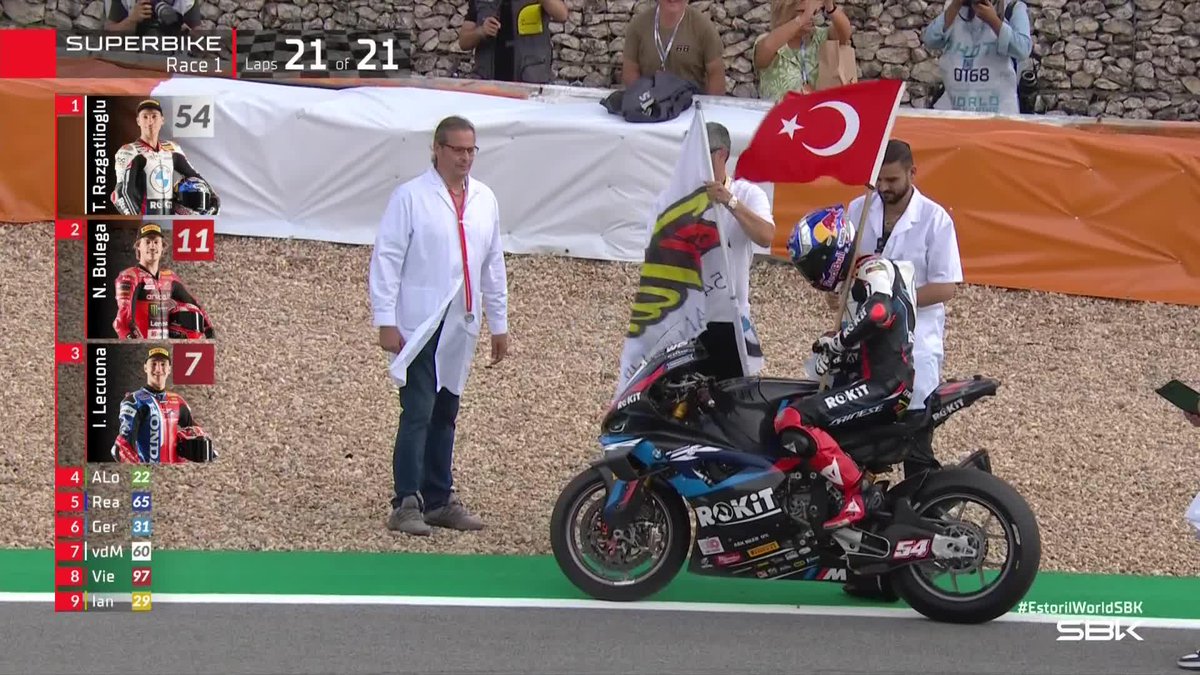 Another creative celebrations for Toprak Razgatlıoğlu 💪 All checked out and thanks to the doctors El Turco is BACK🔥 #EstorilWorldSBK 🇵🇹