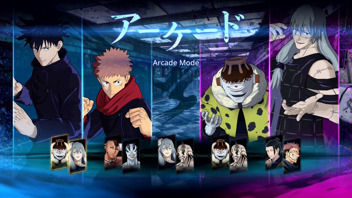 ═ Arcade mode ═ An offline single player mode has been added! Set the route, difficulty level, and enjoy a total of 5 consecutive 2 vs 2 battles. Clear missions to receive rewards! #JJKCC #JujutsuKaisen