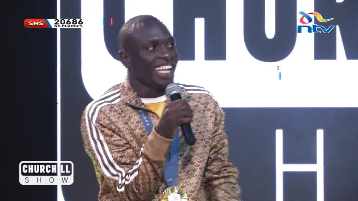 Emmanuel Wanyonyi: Natuma salaamz kwa mama yangu, auntie yangu na watu wote wa village huko Saboti. Nataka kuwaambia wamelea ndume. #ChurchillShow Livestream: