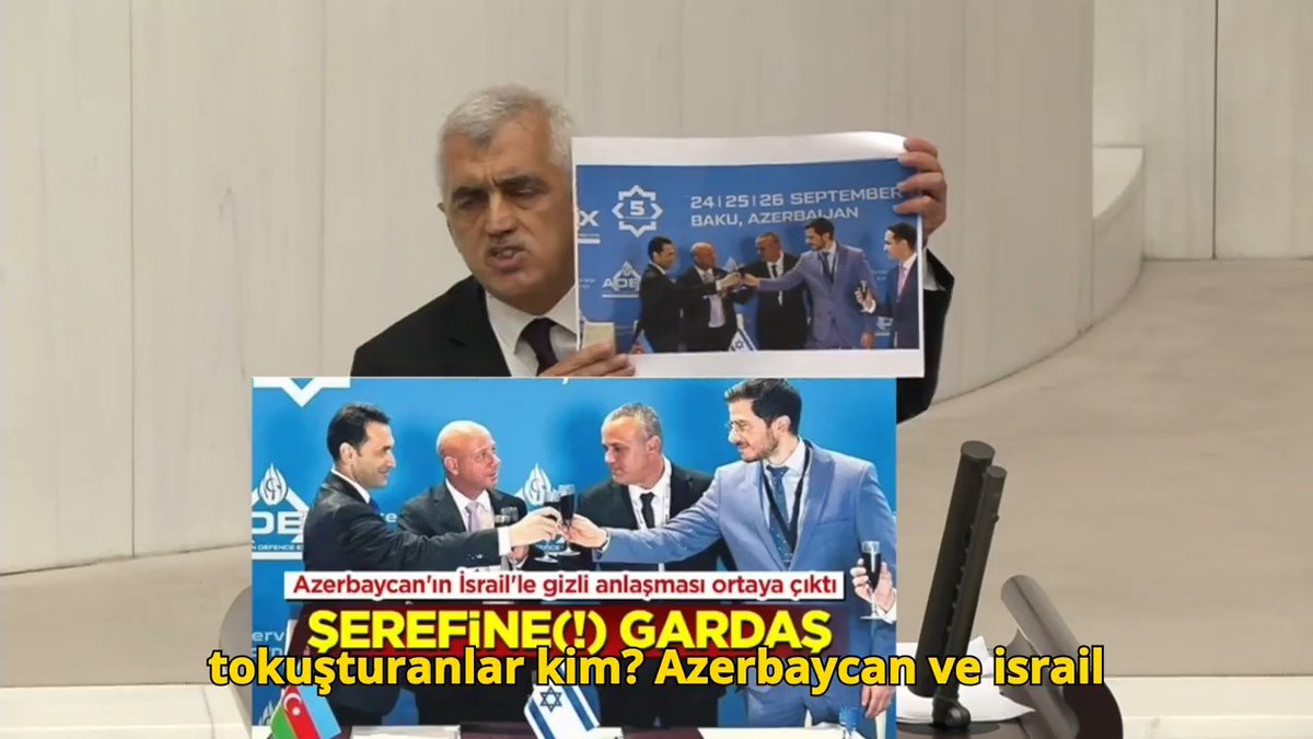 Peki, niye İsrail ile petrol antlaşmasını iptal etmiyorsunuz? 3 kuruş para kazanmak için mi iptal etmiyorsunuz? Her şey ortada arkadaşlar, soykırım yapan bir ülke var karşımızda ve oluk oluk buradan petrol akıyor. Bizim sayemizde Azerbaycan'ın petrolü oluk oluk İsrail’e akıyor!