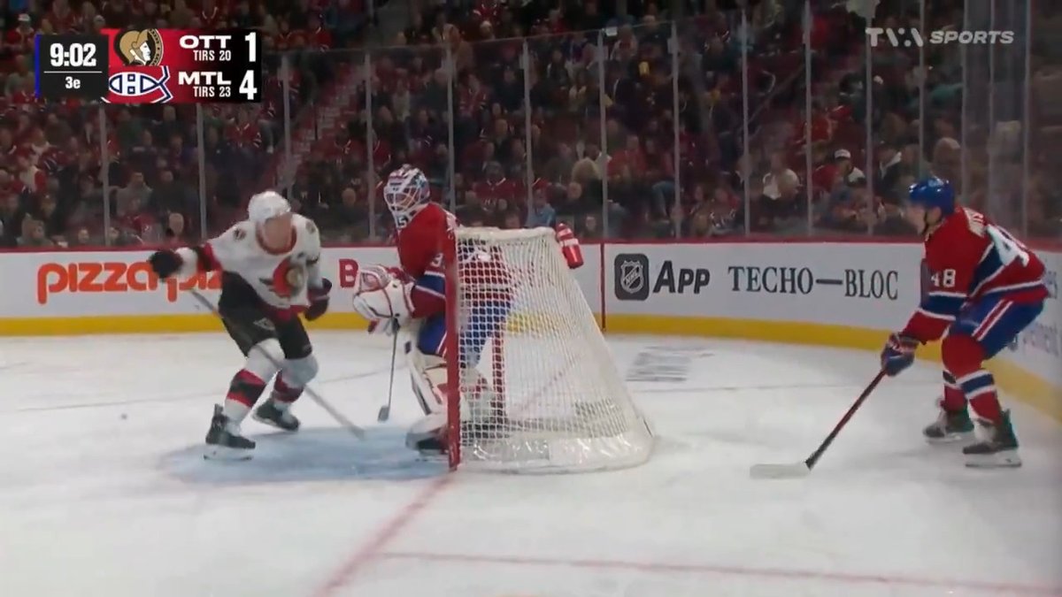 Brady Tkachuk mocking Lane Hutson's head fakes tonight 😭 (via TVA Sports)