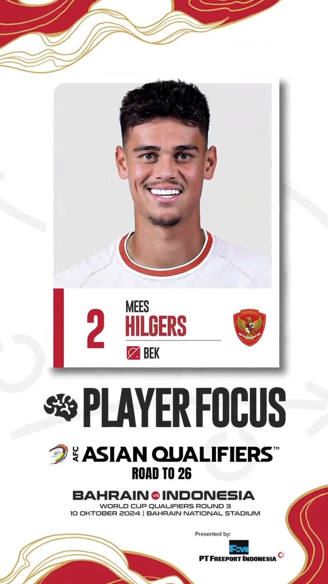 Player Focus, Mees Hilgers ✨ 🇧🇭 vs 🇮🇩 ⏱️ 90’ 💪 8x duels won 👊 4x aerial duels won 🦵 3x clearances 🧱 5x tackles 🎯 1 assist ‣ #KitaGaruda ‣ #GarudaMendunia