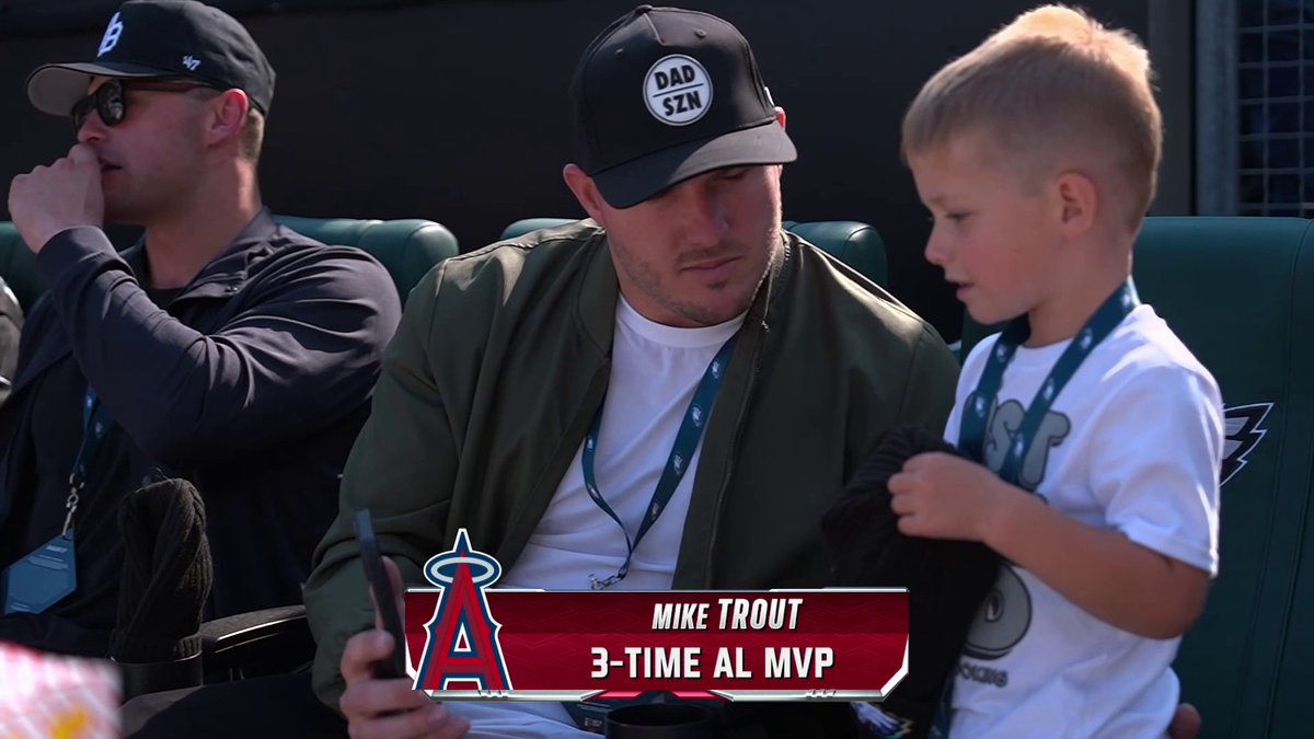 I could be seeing incorrectly but it looks like Logan O’Hoppe is with Mike Trout at the eagles game today