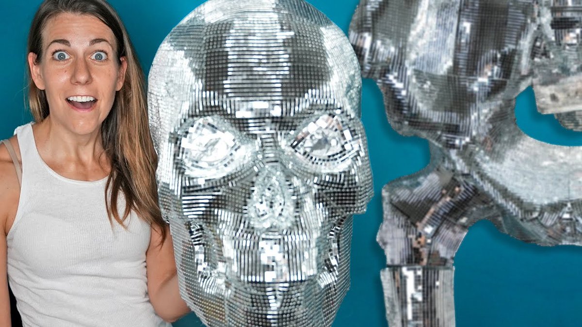 I turned one of the 12ft Home Depot skeletons 💀 to a DISCO BALL 🪩