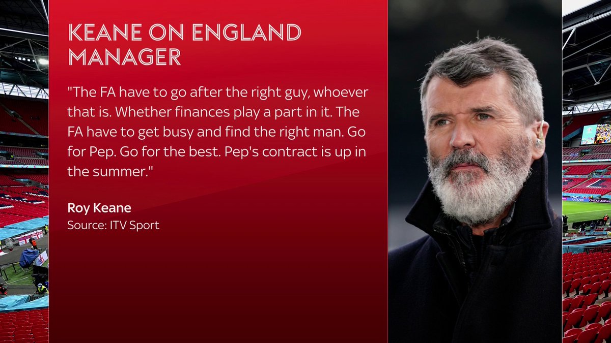 "Go for Pep, go for the best" 👏 Roy Keane thinks Pep Guardiola should be the FA's target to become the next England manager 💭