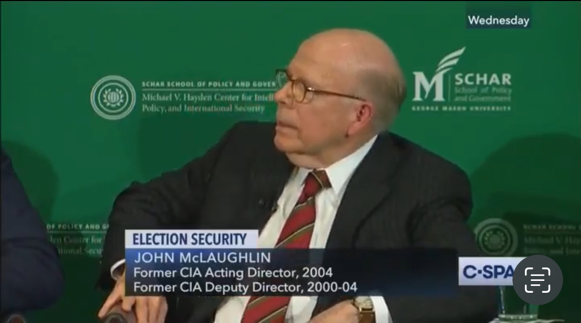 Can you tell that to CIA director John McLaughlin, who, sitting next to CIA director John Brennan and CIA director Michael Morell, credited the deep state for Trump’s impeachment in 2019, proclaiming to the room: “Thank God for the Deep State.”