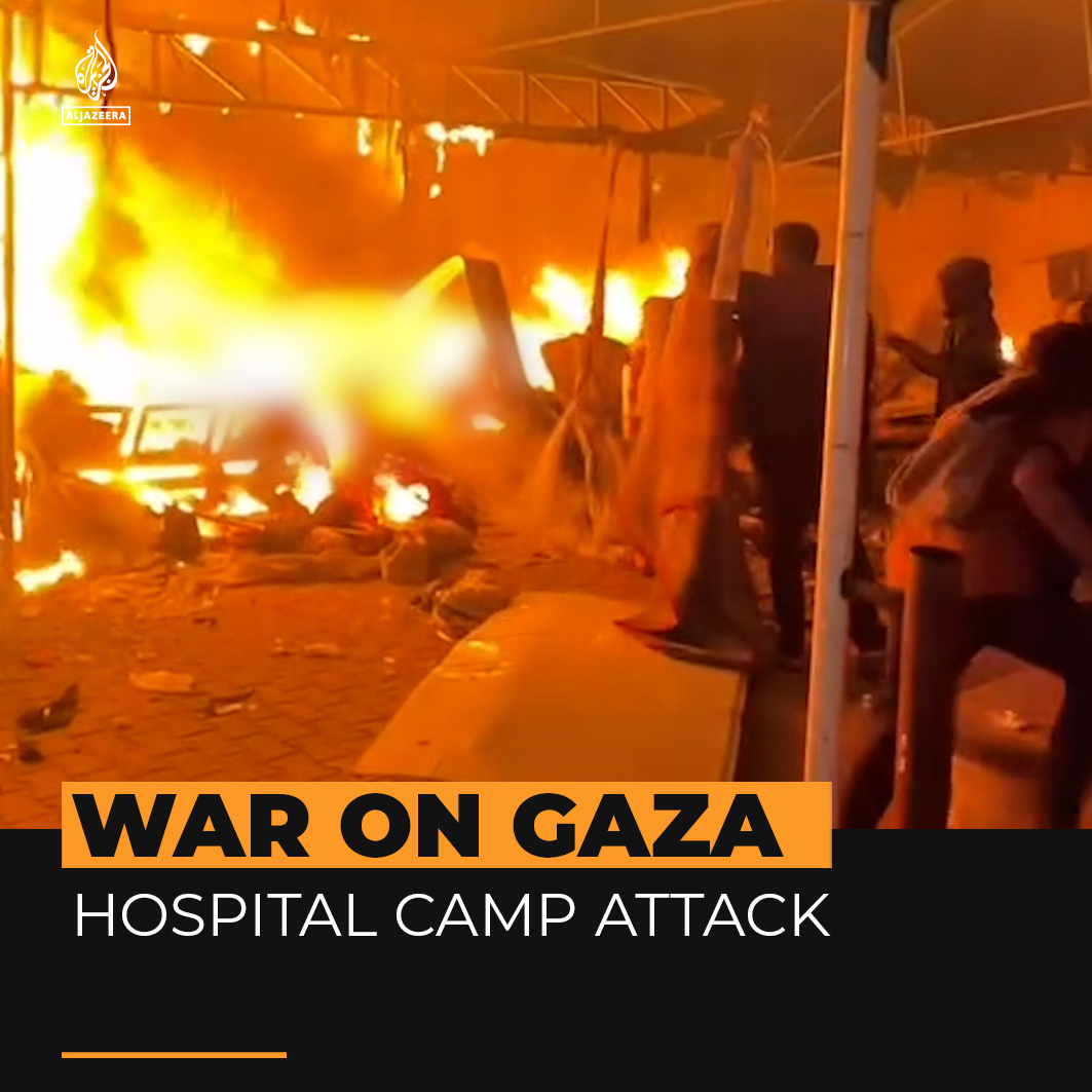 At least four Palestinians have been killed and several were injured in an Israeli air attack on tents housing forcibly displaced people in the yard of Al-Aqsa Martyrs Hospital in Gaza's Deir el-Balah.