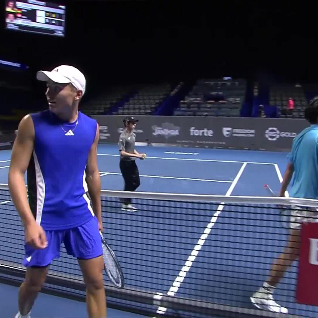 Debut Delight🔥 17 year old Justin Engel wins on his ATP tour debut as he defeats Coleman Wong 7-5 6-4👐