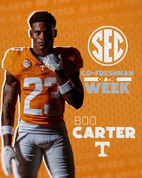 🏈 SEC Freshman Player of the Week: WK 7 🟠 Boo Carter Tennessee Football x #SECFB