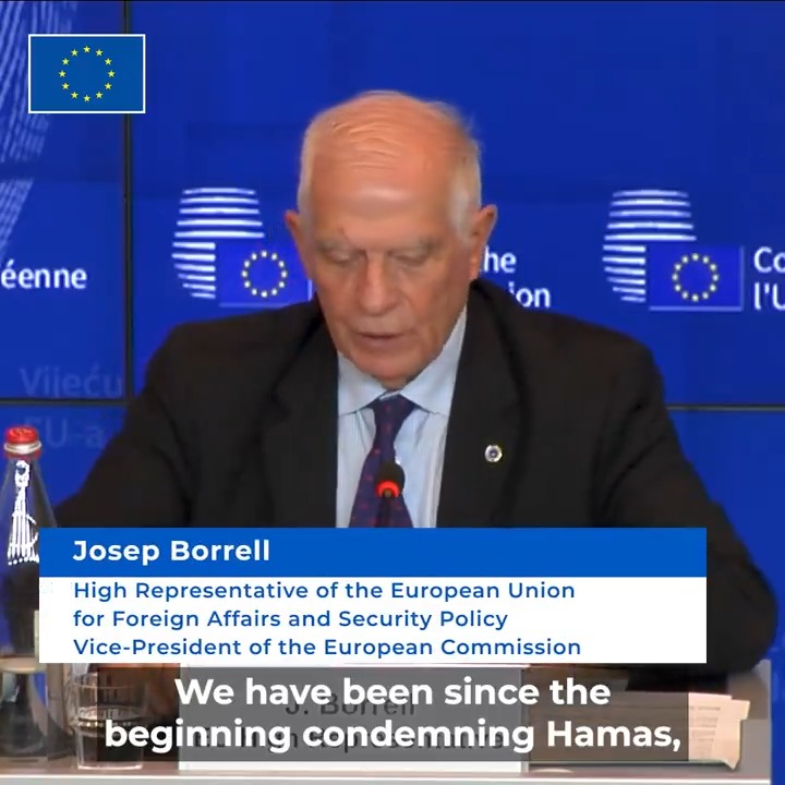 "We reiterated our support to UNIFIL & UNRWA. We called for a ceasefire in Lebanon & in Gaza, the release of the hostages & for compliance w/ humanitarian law. But I am afraid that IHL is under the rubble in Gaza", said HR/VP Josep Borrell Fontelles after the EU Foreign Ministers' mtg.