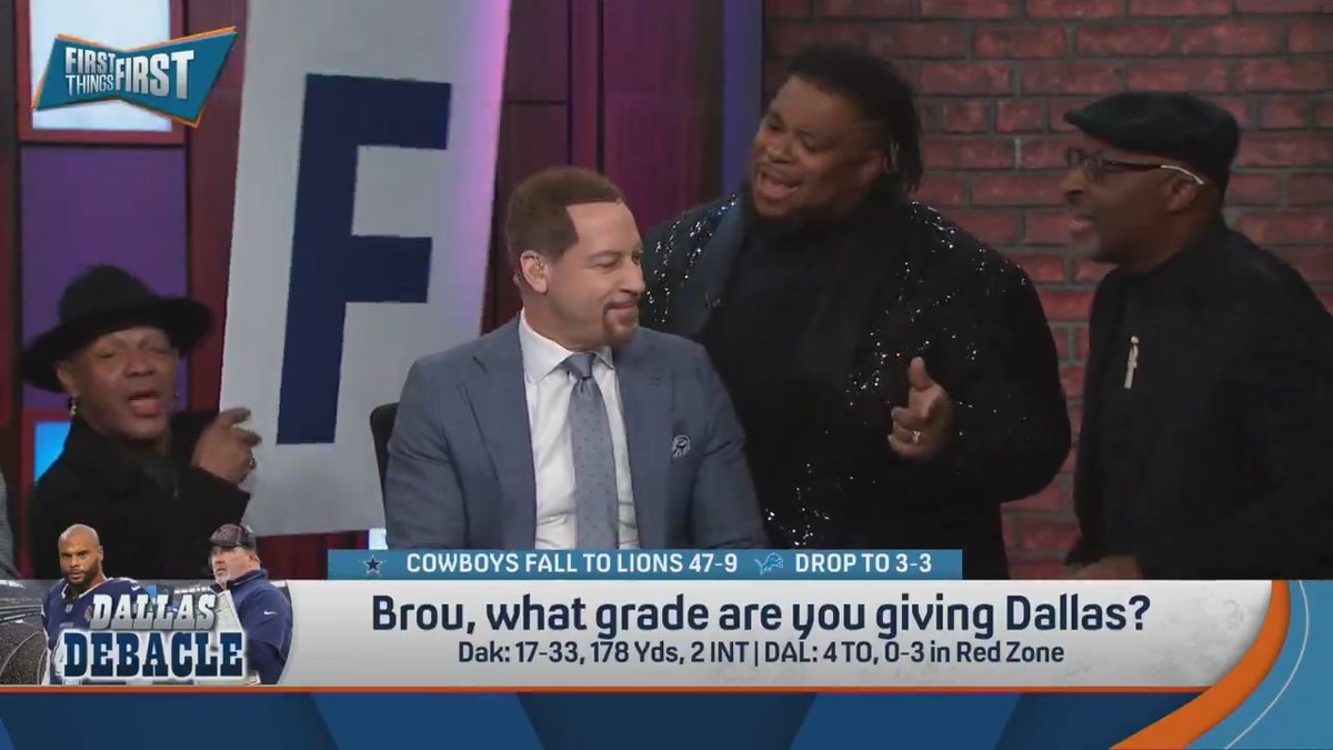 "There's a Motown flavor to today's grade. Fellas, take it away!" 😂😂 — Chris Broussard goes all out to celebrate Lions' win