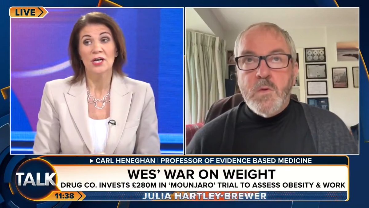 Professor Carl Heneghan says Wes Streeting's proposal of giving free weight jabs to the unemployed will have a "monumental cost" on the NHS. "I've never seen a drug with marketing like this before!.. Anybody who thinks there's a simple solution to this is wrong!" Julia Hartley-Brewer