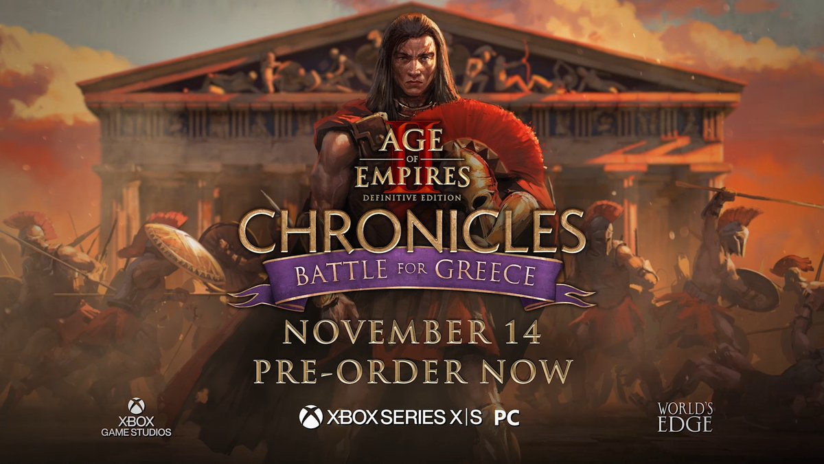We're thrilled to work with CaptureAge to present Battle for Greece, the first installment #AgeofEmpiresIIDefinitiveEdition – Chronicles. Enter the world of classical antiquity on with this new narrative expansion on November 14th! 📜